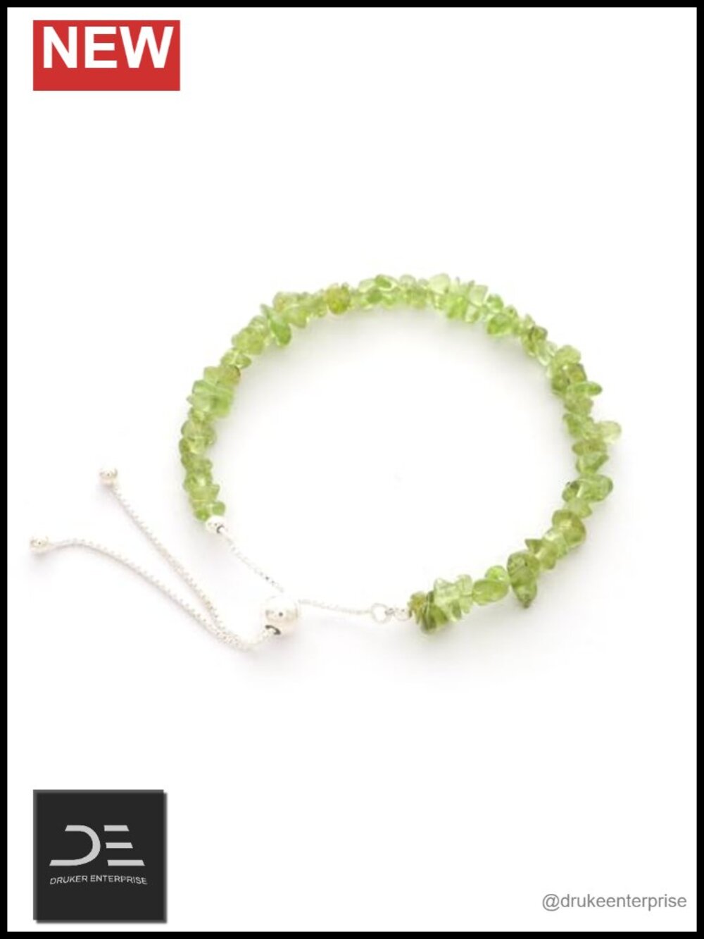 Natural Peridot Bolo Bracelet Women Sterling Silver Adjustable Box Chain August